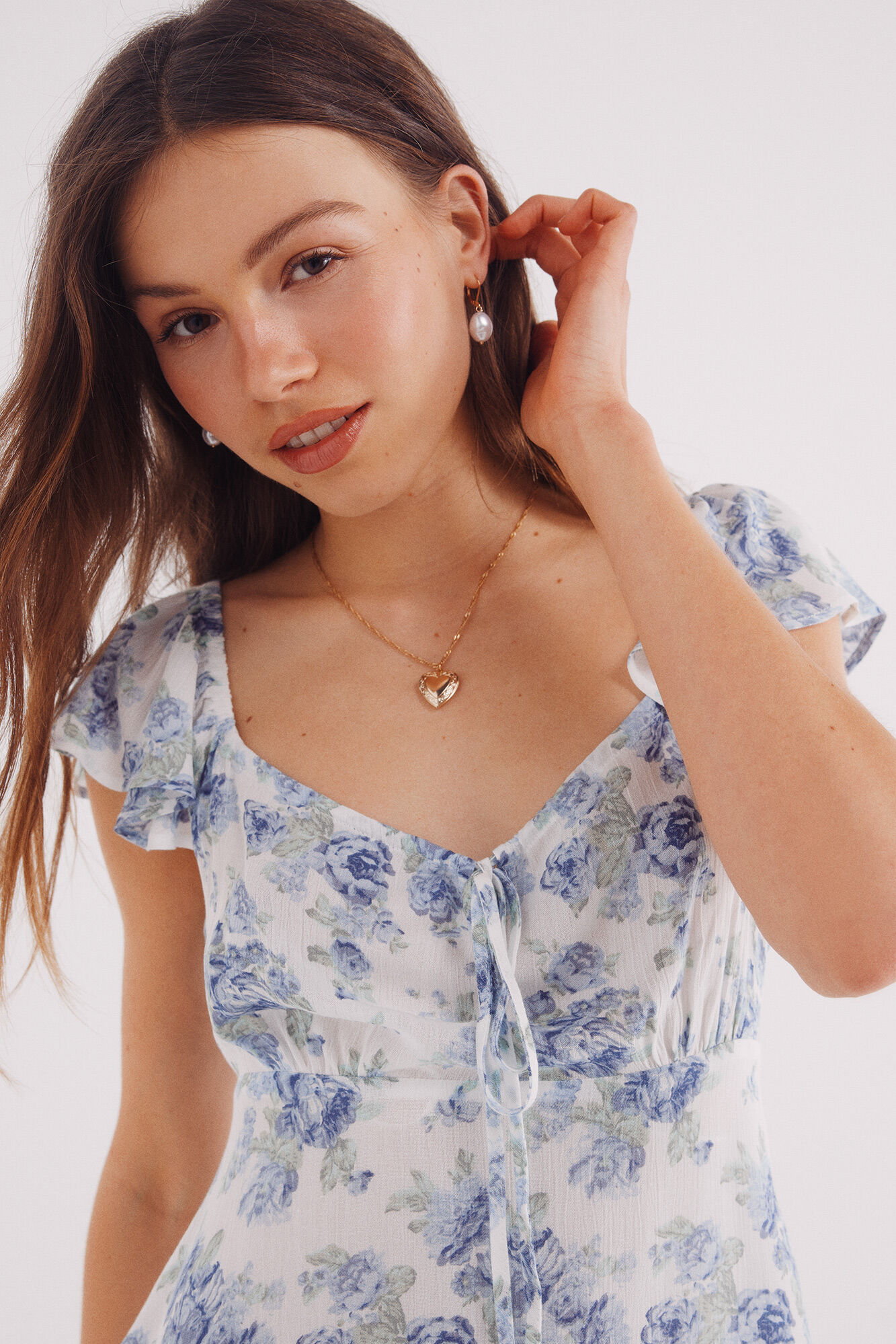 Springfield Vestido curto azul florido