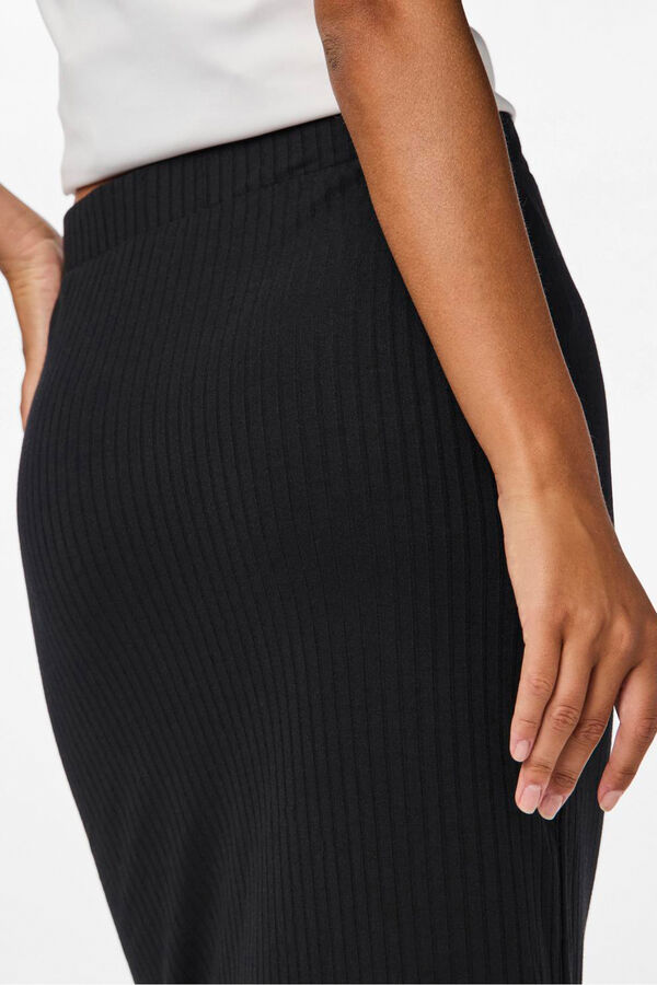 Pieces Falda midi negro