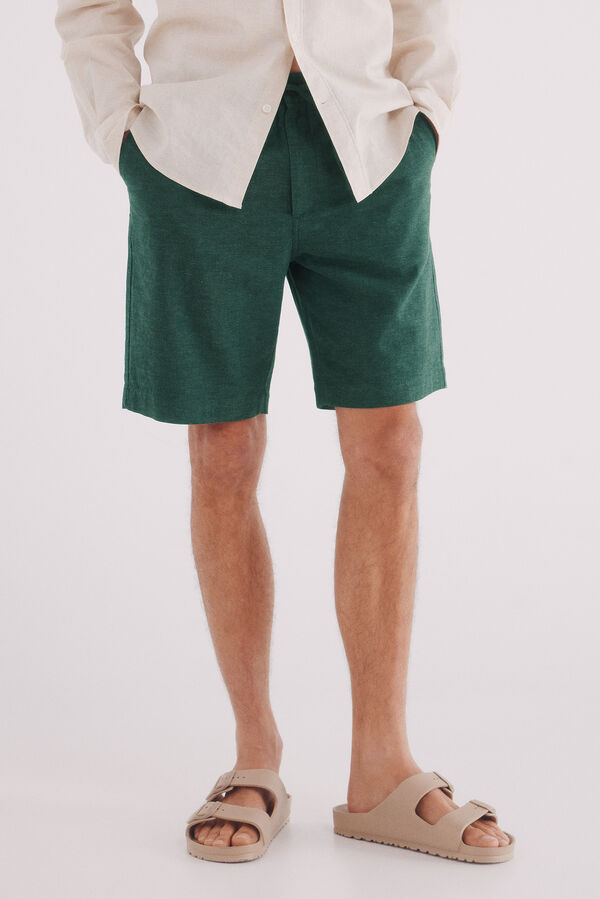 Springfield Bermuda lino slim fit verde