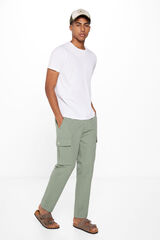 Springfield Pantal&oacute;n cargo lino slim fit verde