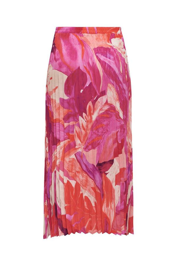 Only Saia comprida plissada rosa