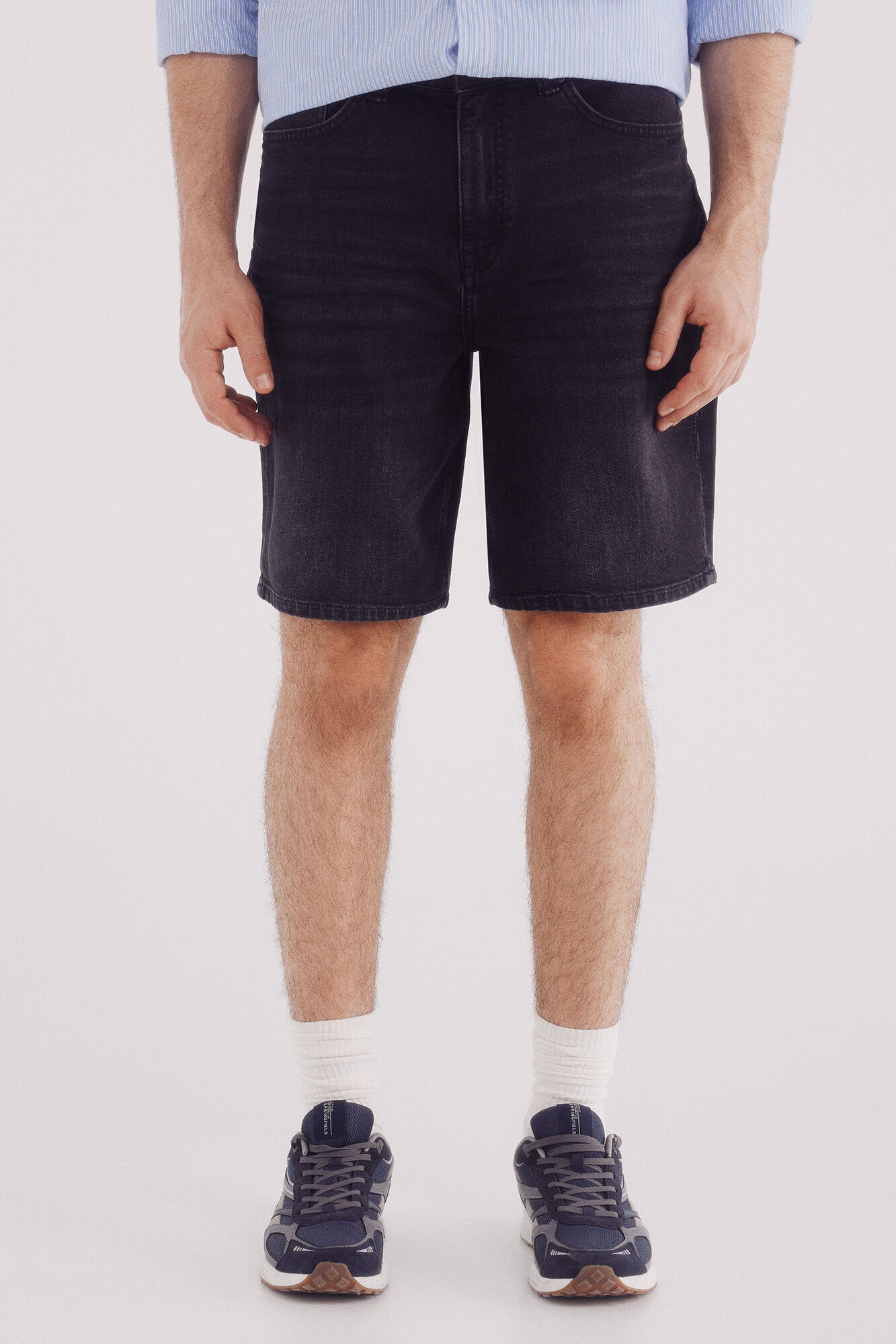 Springfield Bermuda vaquera negro lavada regular fit