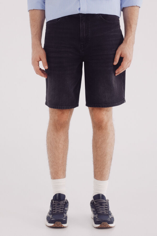 Springfield Bermuda vaquera negro lavada regular fit negro