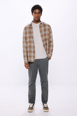 Springfield calças chino coloridas lavadas e relax fit bege