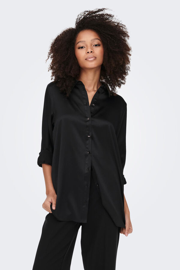 Springfield Camisa satinada oversized negro