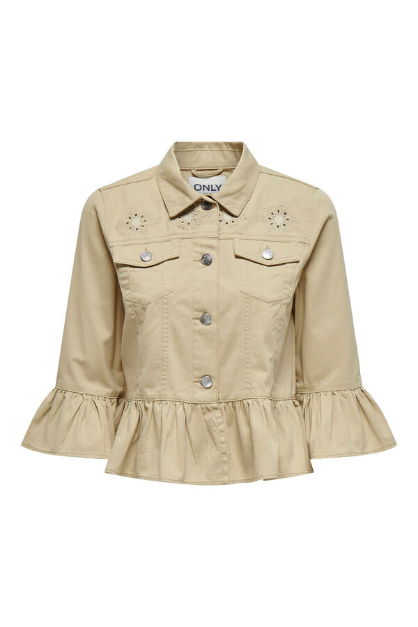 Only Chaqueta volantes beige