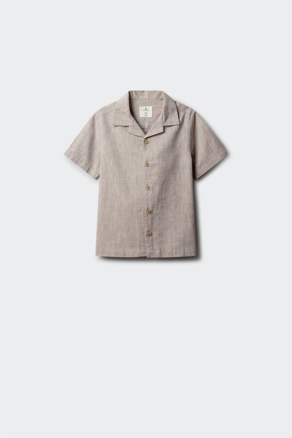 Springfield Kids Camisa manga curta para menino em efeito linho camel