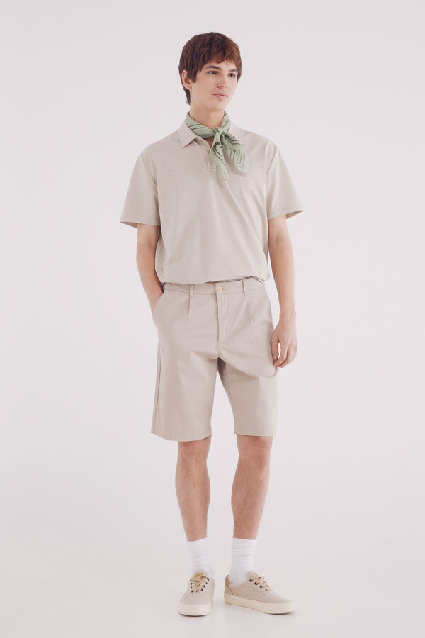 Springfield Polo piqu&eacute; estructura bicolor regular fit beige