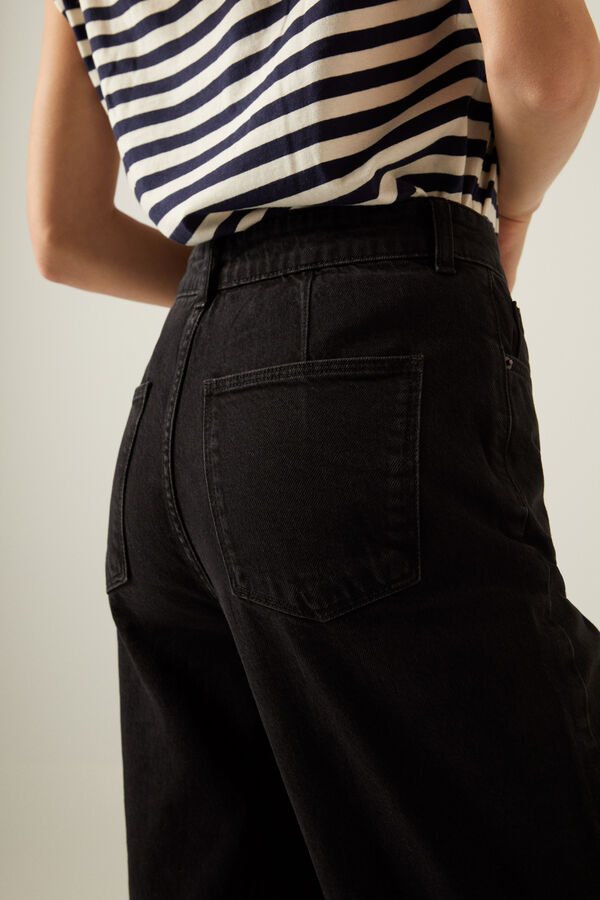 Springfield Jeans Culotte Lavagem Sustentável preto