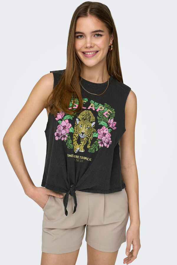 Only Camiseta sin mangas nudo negro