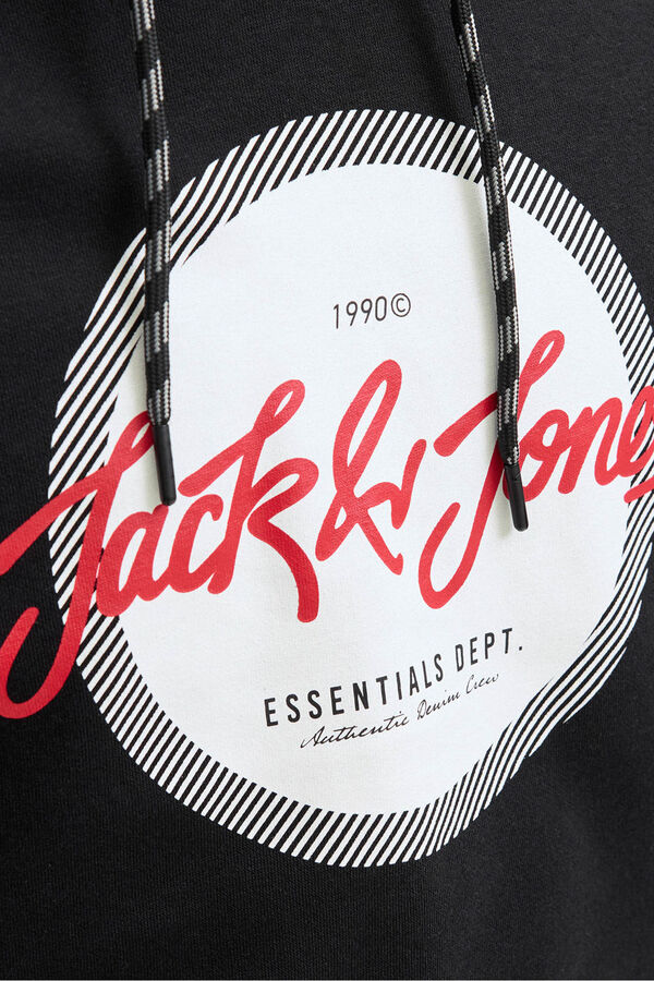Jack & Jones Sudadera logo con capucha negro