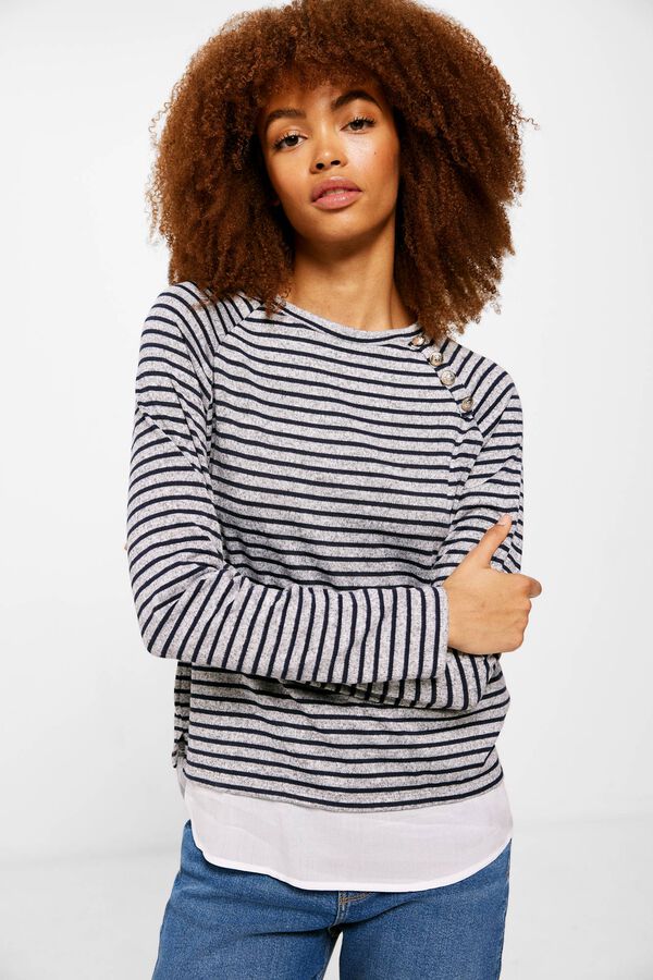 Springfield Camiseta Bimateria Botones azul