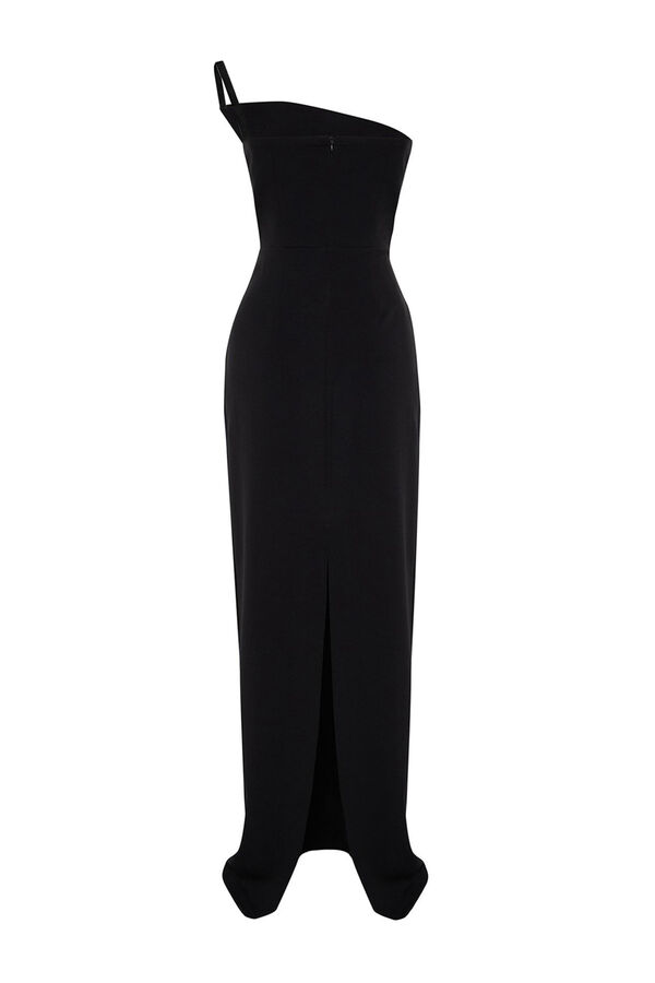 Trendyol Vestido largo asim&eacute;trico negro
