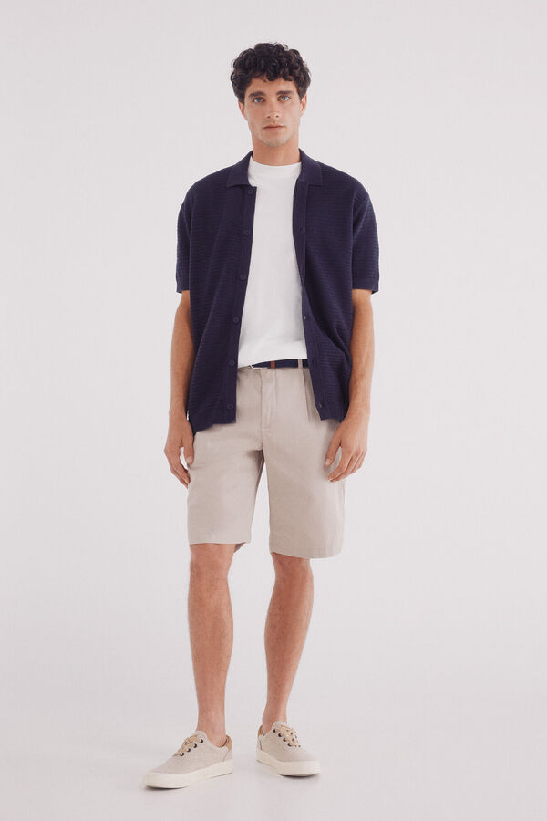 Springfield Cardigan de gola polo de gola manga curta azul