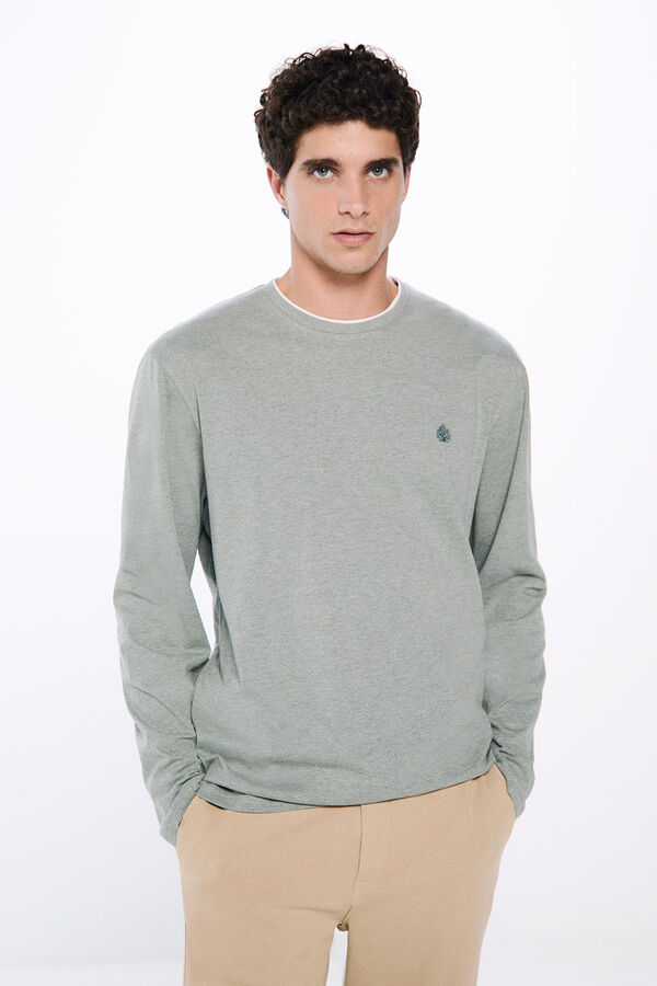 Springfield Camiseta manga larga doble melange verde