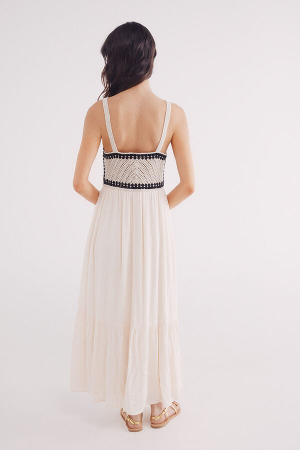 Springfield Vestido midi crochet bambula amarillo