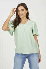 Brave Soul Blusa manga curta com bot&otilde;es verde