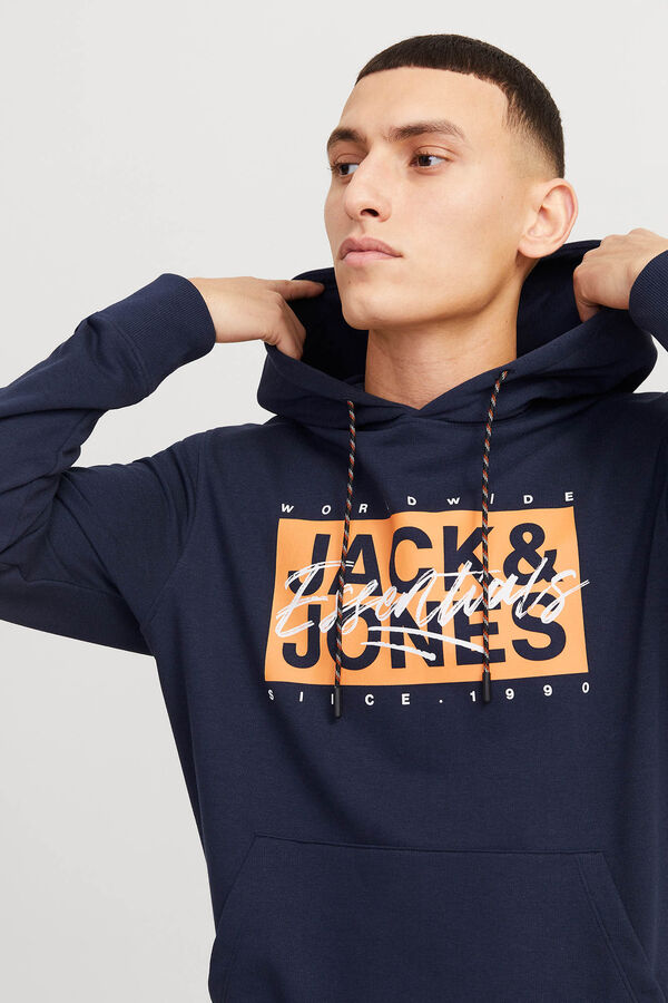 Jack & Jones Sweatshirt com capuz e ajuste padr&atilde;o azul