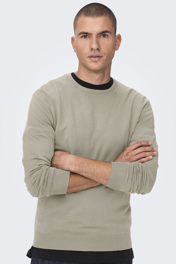 Only & Sons Jersey cuello caja punto ligero gris