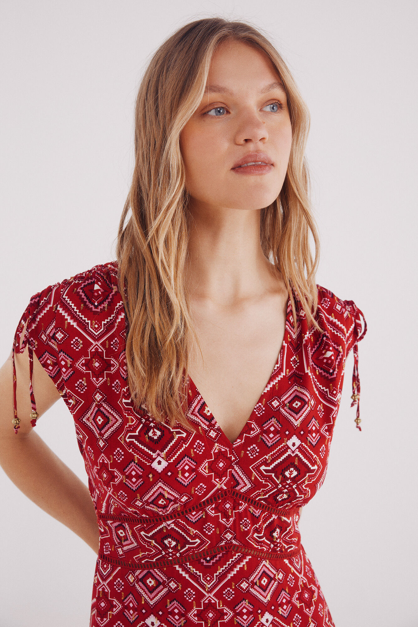 Springfield Vestido midi lace insertado