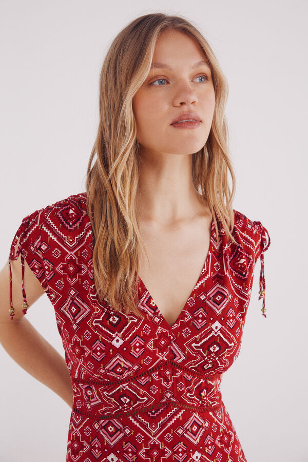 Springfield Vestido midi lace insertado rojo