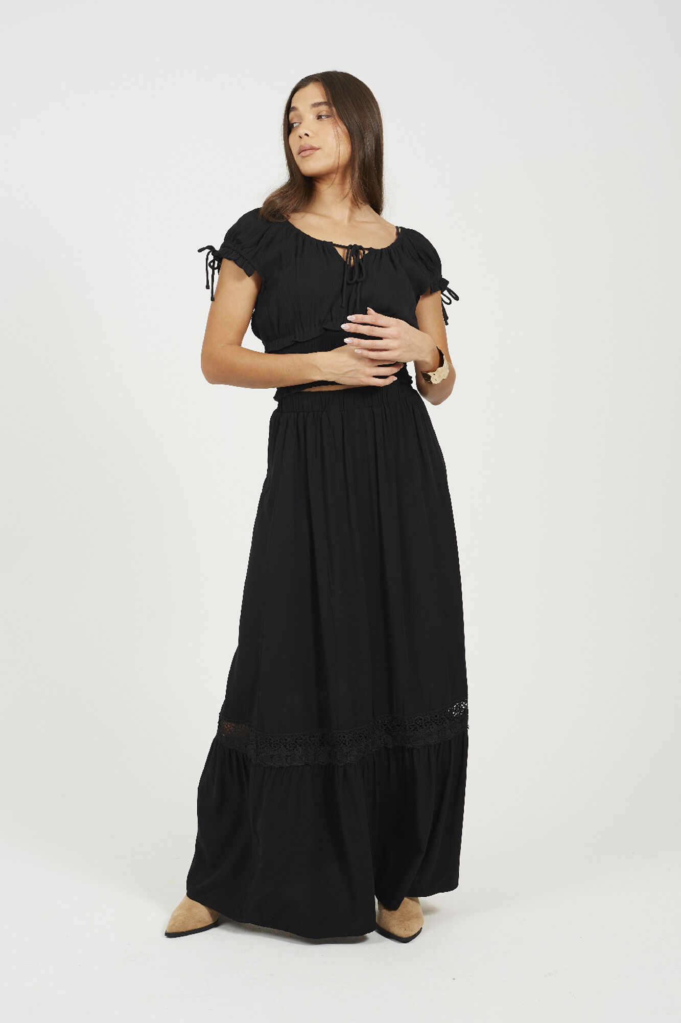 Brave Soul Saia longa com renda