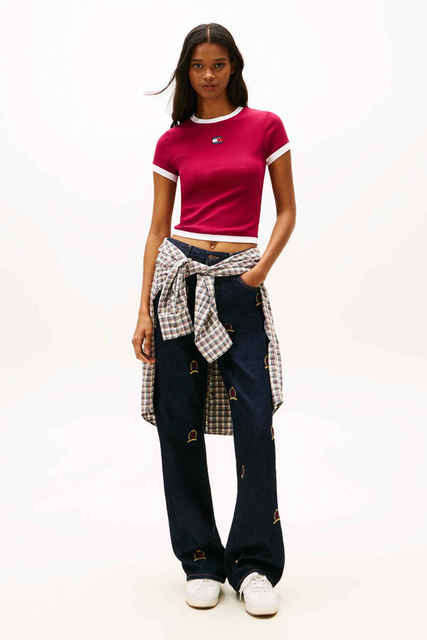 Tommy Jeans T-shirt slim de manga curta estampado