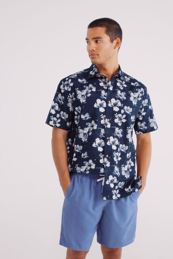 Springfield Maiô liso com logo Springfield azul