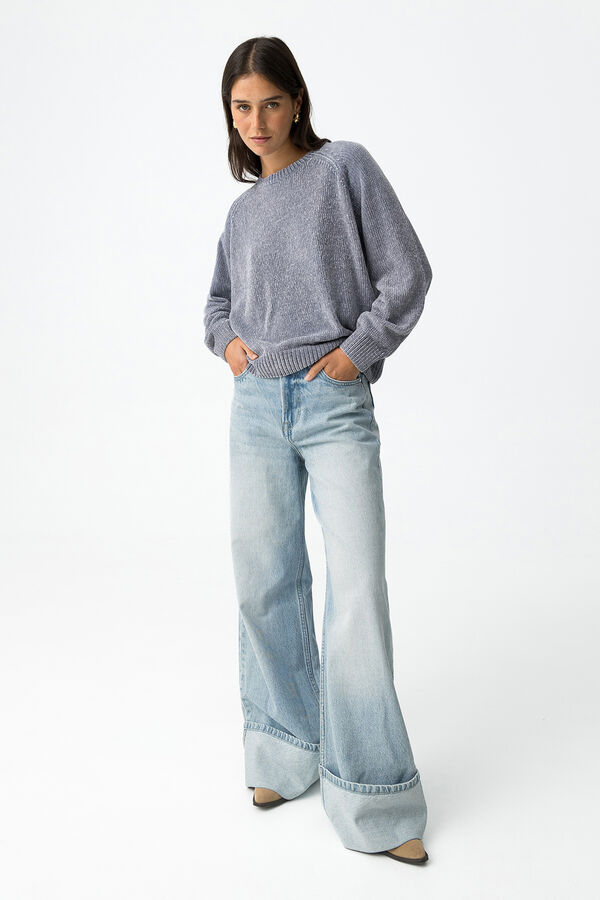 Tiffosi Camisola de malha macia e relaxada azul