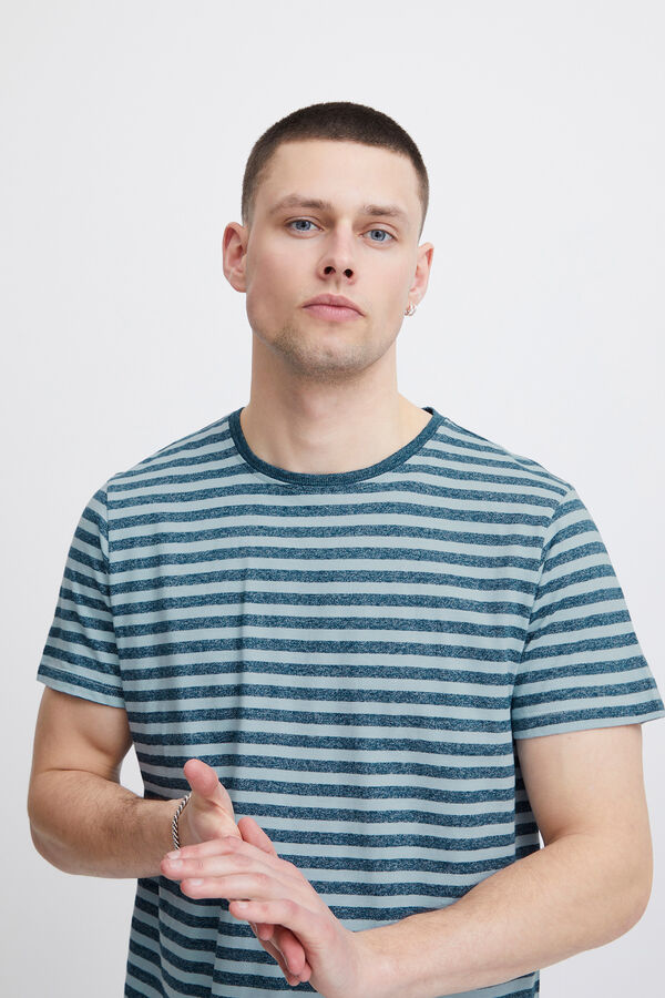 Blend Camiseta Manga Corta Rayas azul
