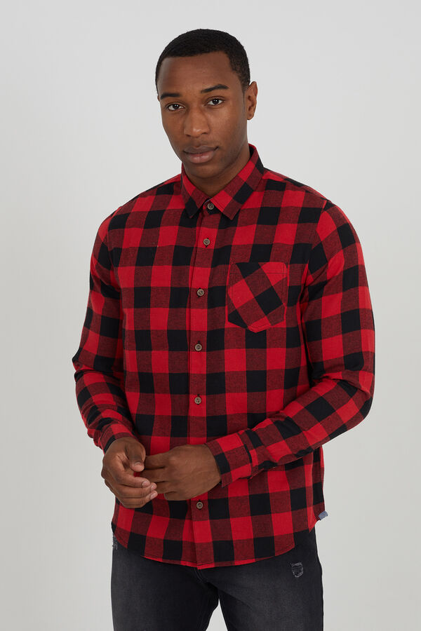 Brave Soul Camisa manga larga con bolsillos rojo