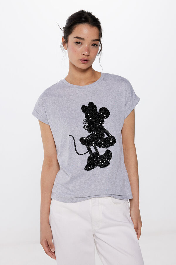 Springfield Camiseta Minnie Lentejuelas gris