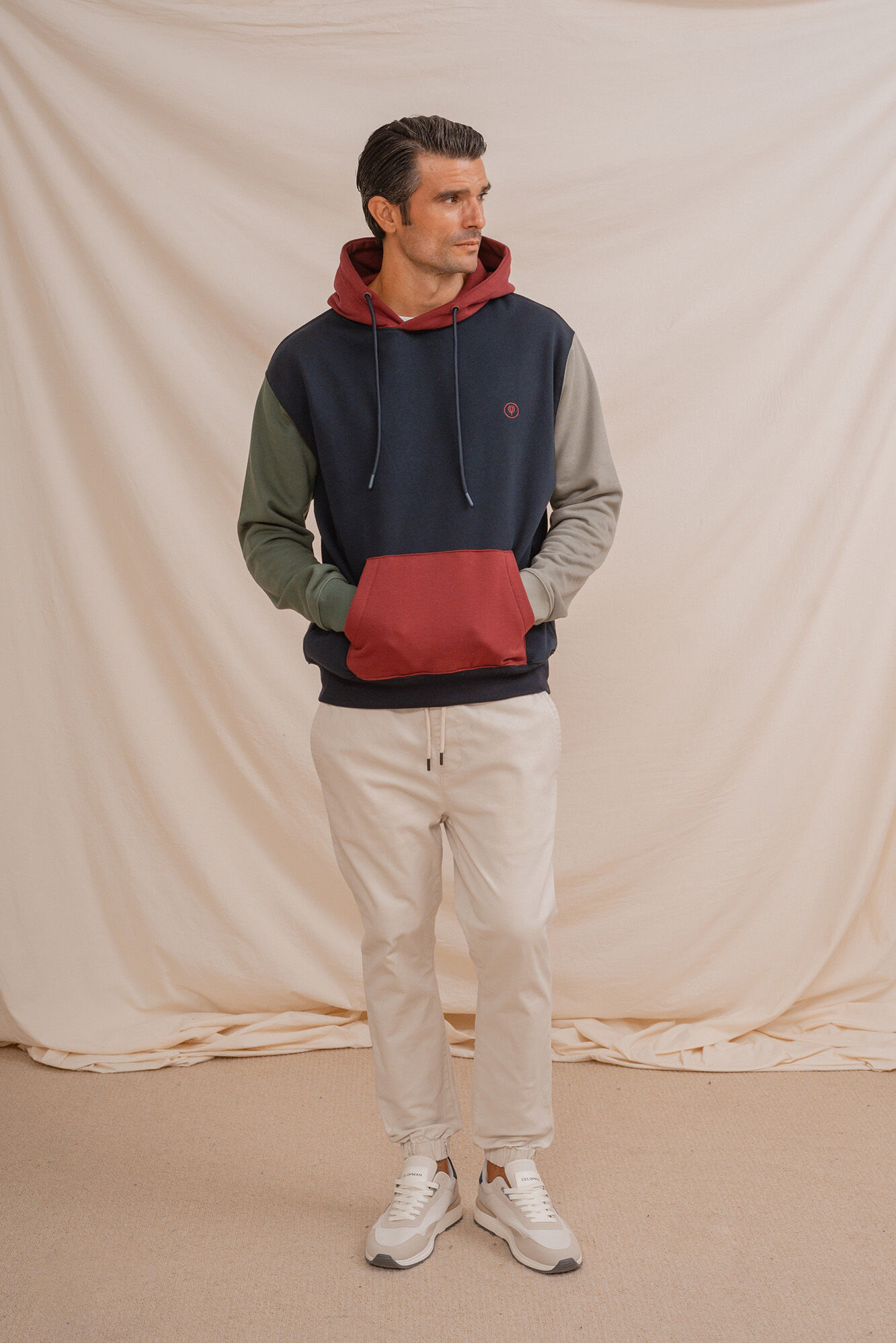 Celopman Sudadera canguro tricolor