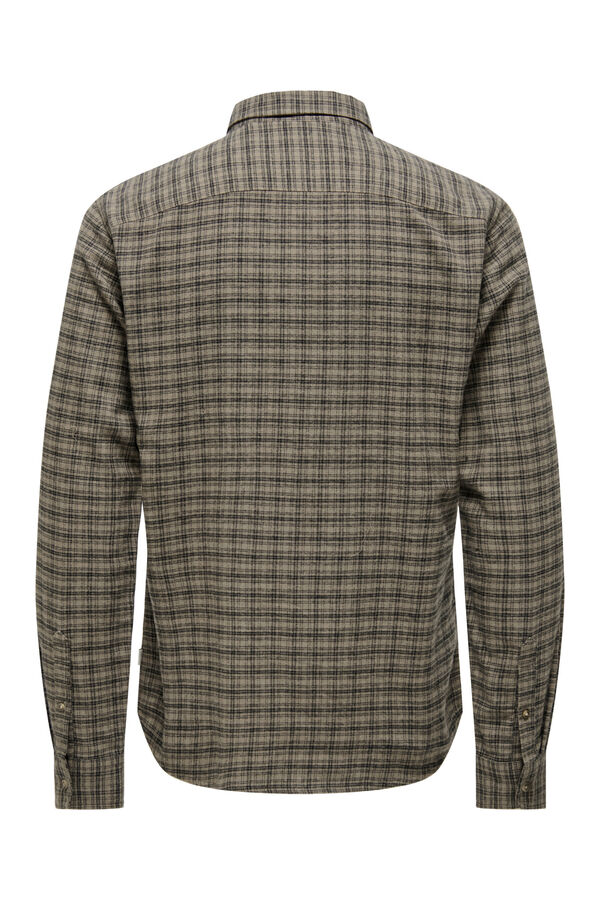Only & Sons Camisa manga larga cuadros kaki