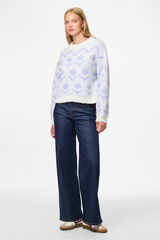 Pieces Su&eacute;ter com gola redonda e estampado floral branco
