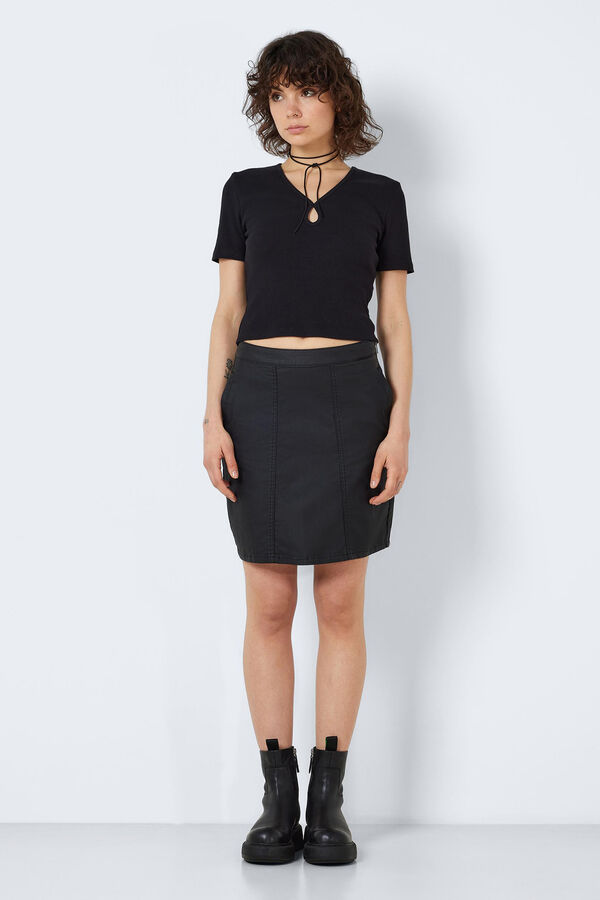 Noisy May T-shirt decote gota preto