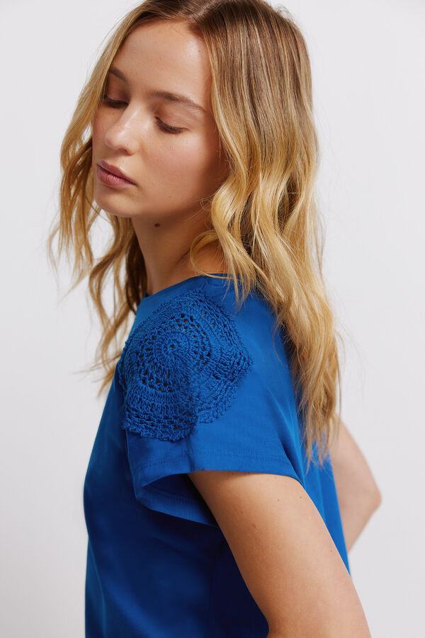 Springfield Camiseta crochet hombros azul