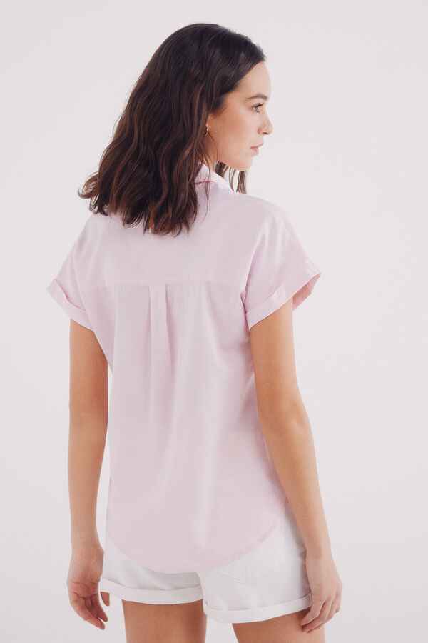 Springfield Camisa oxford leve de manga curta rosa