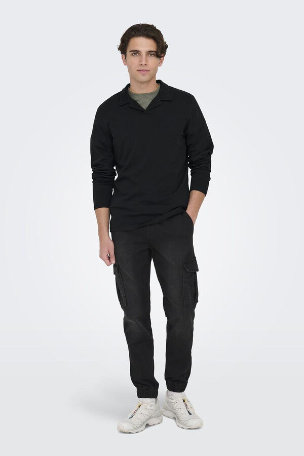 Only & Sons Camiseta cuello polo negro