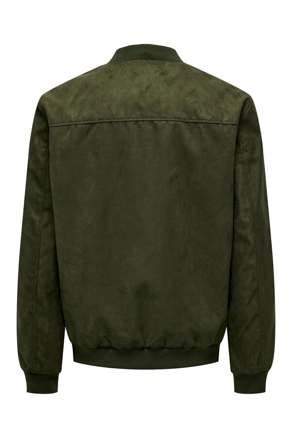 Only & Sons Casaco estilo bomber de camur&ccedil;a para homem verde