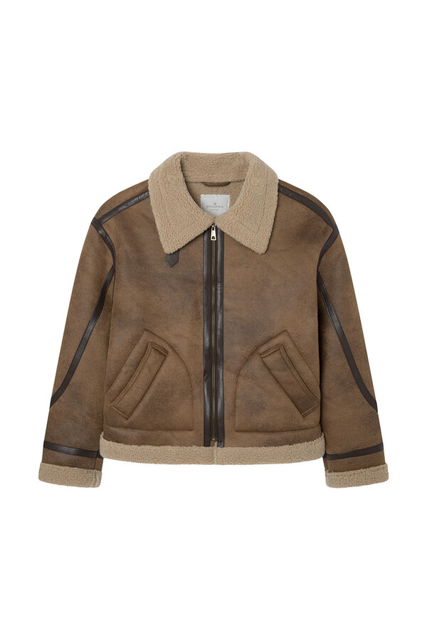 Springfield Cazadora doble faz contraste marr&oacute;n