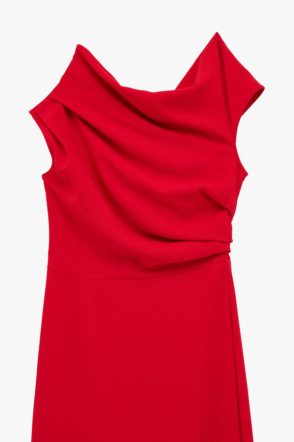 Koton Vestido midi drapeado vermelho