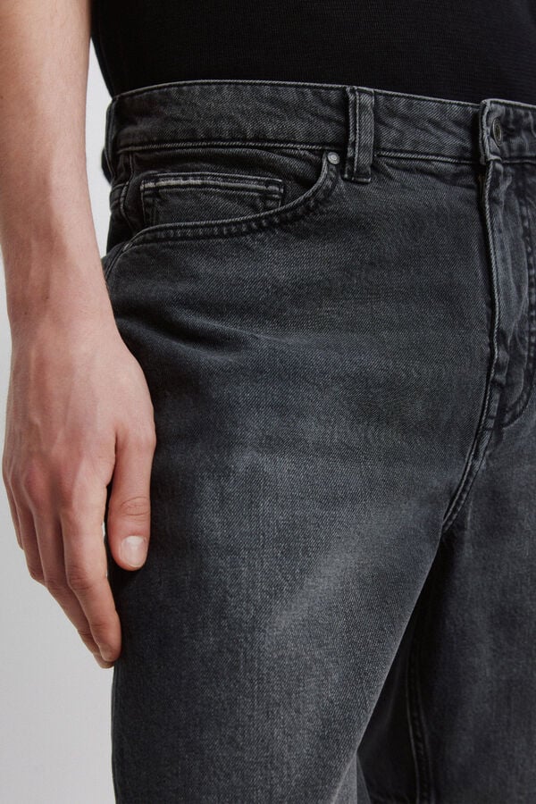 Springfield Bermuda vaquera negro lavado regular fit gris