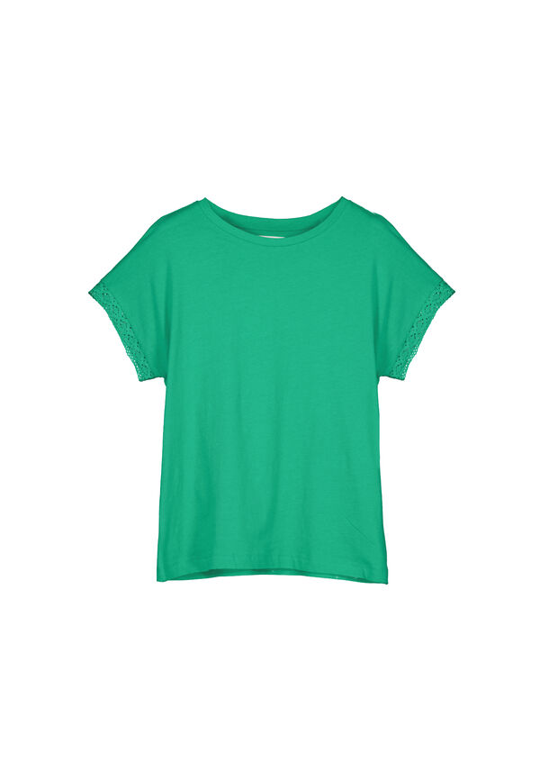 Springfield Camiseta Lisa Manga Crochet verde