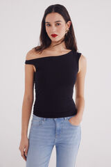 Springfield Top assim&eacute;trico liso preto