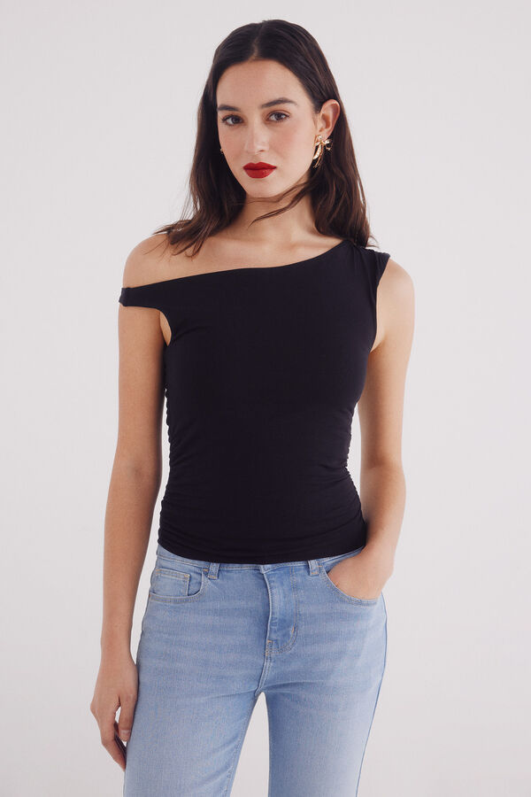 Springfield Top assim&eacute;trico liso preto