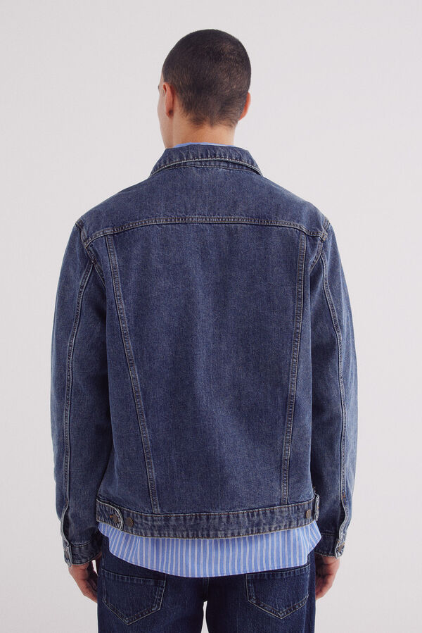 Springfield Cazadora vaquera b&aacute;sica lavada azul