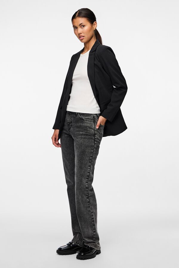 Pieces Blazer oversize sem bot&otilde;es preto