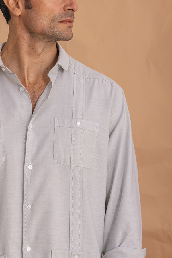 Celopman Camisa Cubana Blanca verde