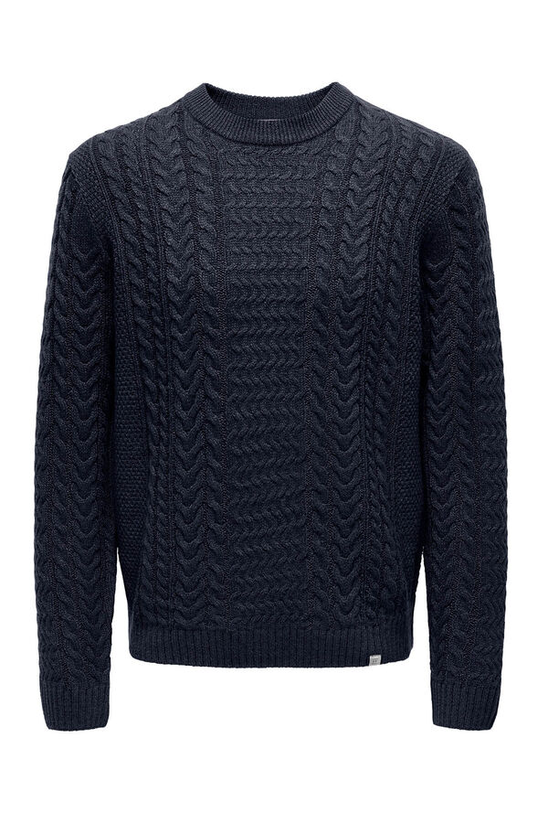 Only & Sons Suéter de malha masculino de regular fit azul